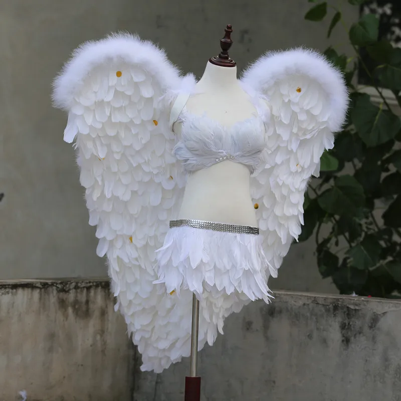 White Angel Feather Wings Bride Party Cosplay Props For Children Adult 4 Color