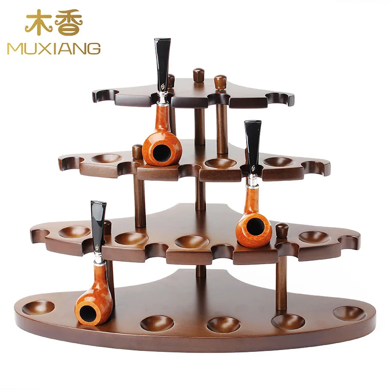 MUXIANG Good Quality walnut wood Pipe Rack Handmade Dismountable High