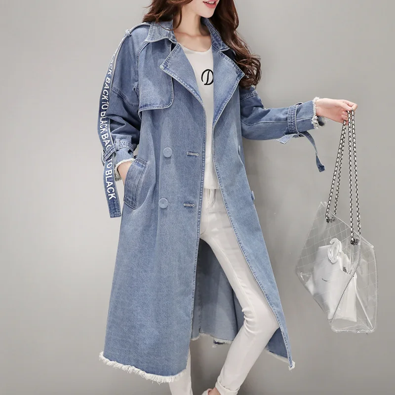 2019 Autumn New Women Double Breasted Long Trench