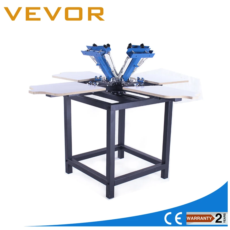 

Double Rotatory 4 Color 4 Station Silk Screenprint Press Screen Printing Machine with Frame
