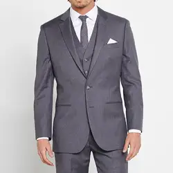 2017 серый костюм homme mariage мужской деловой костюм Человек жениха Свадебные костюмы для выпускного формальный костюм Fit Мужские костюмы