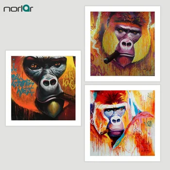 

A A Modern Art Oli Canvas Paintings Gorilla Con Sigaro STREET ART Smoking Orangutan Wall Art Picture Home Decor For Living Room