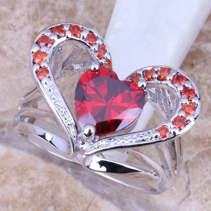 Attractive Red Garnet Silver Plated Women's Ring Size 5 / 6 7 8 9 R0829 | Украшения и аксессуары