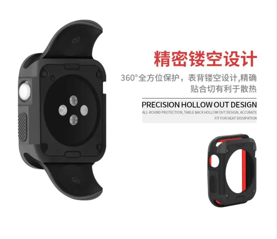 silicone cover for apple watch case 42mm 38mm 40mm 44mm sport band frame rubber soft case for iwatch series 4 3 2 1 back cover