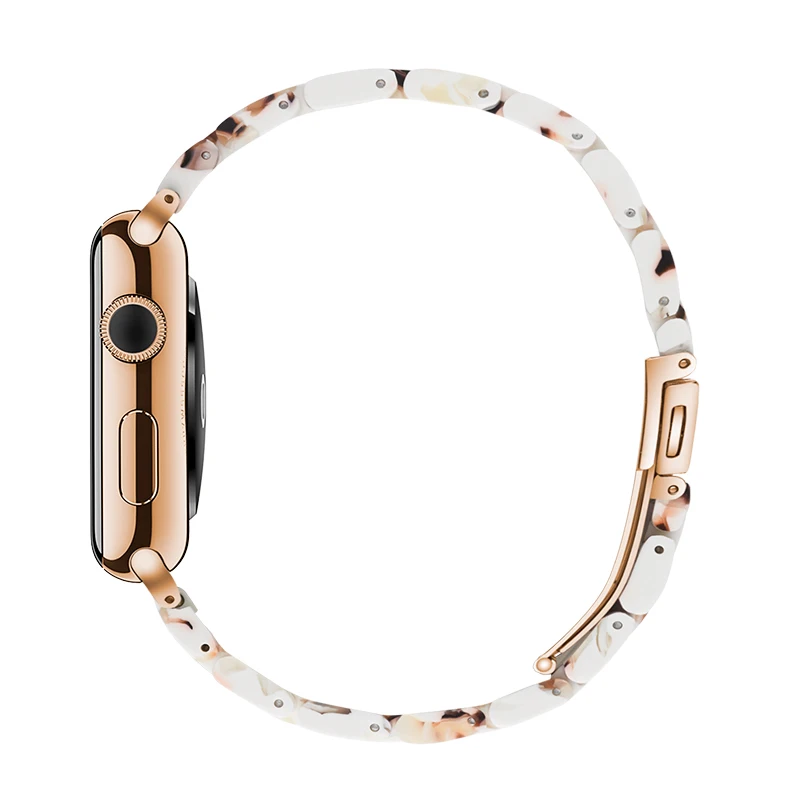 New Resin Apple Watch Band Accessories 20/22/38/40/42/44mm Immitation Ceramic Flat Mouth Pin Buckle Watch Straps Belts Bracelet