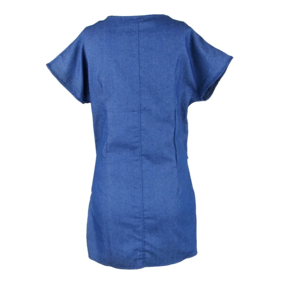 Summer Fashion Womens Short Sleeve Jeans Long T shirt Casual Denim Mini Dress