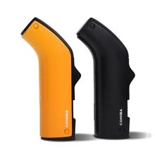COHIBA гаджеты Ветрозащитная 2 фонарь струя пламени зажигалка для сигар со встроенными сигары удар сигарет газовые зажигалки с бутаном есть подарочная коробка