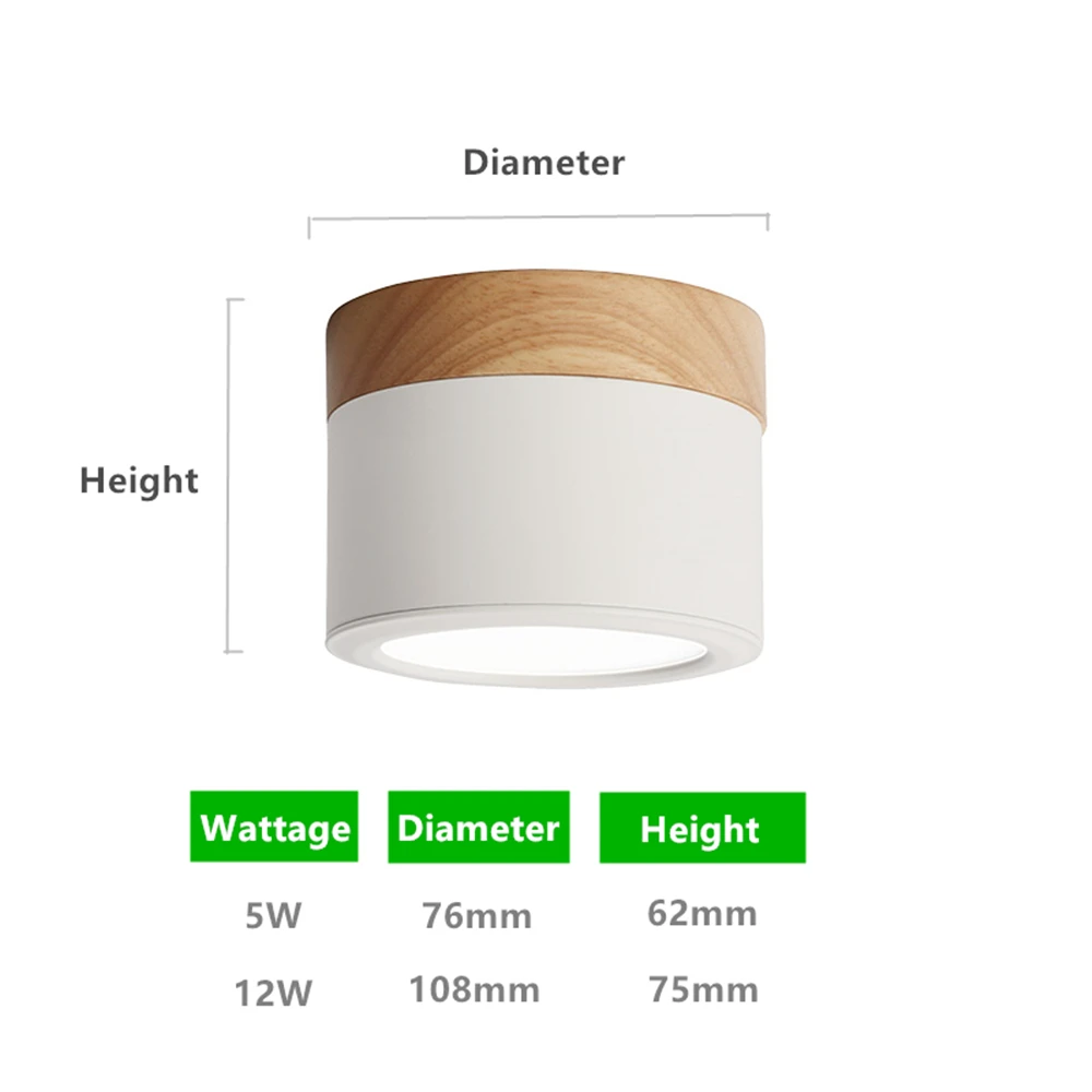 [DBF] макарун Железный+ деревянный поверхностный монтаж потолочный светильник 5 Вт 12 Вт Светодиодный точечный потолочный светильник AC110/220 В для декора кухни и гостиной