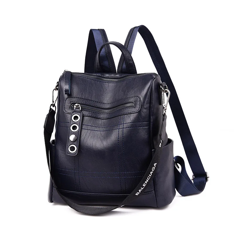 3 в 1 модный кожаный рюкзак, женская сумка через плечо, женский рюкзак, женский рюкзак для путешествий, рюкзак Mochila - Цвет: Синий