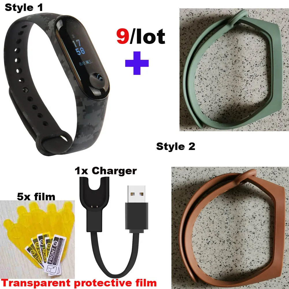 Color02 Для Xiaomi Mi Band 3 заряжатель USB браслета Защитная пленка для экрана силиконовый браслет - Цвет: Color02