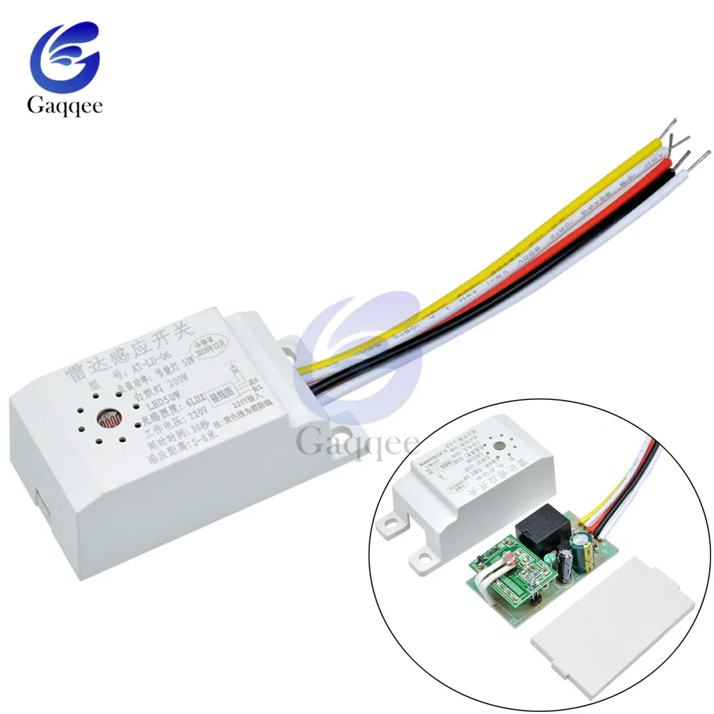 

220V 50Hz Microwave Radar PIR Motion Sensor Switch IR Infrared Human Body Induction Detector Controller Automatic for LED Lamp