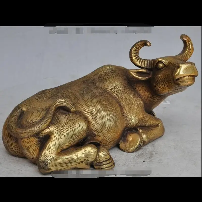 9/'/' bronze copper carved home fengshui auspicious beast treasure bull ox statue