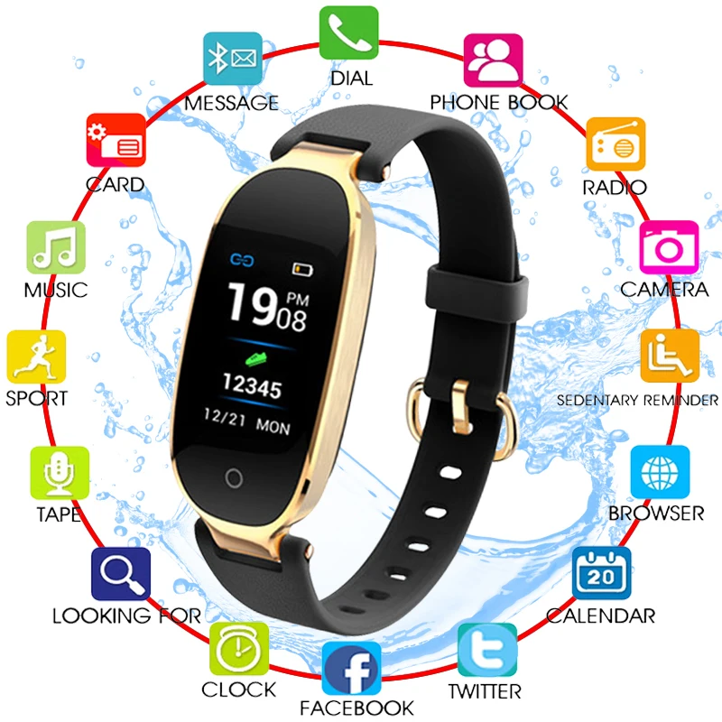 

Bluetooth Smart Watch Fashion Women Ladies Heart Rate Monitor Fitness Tracker Smartwatch for Android IOS Waterproof Wristwatch