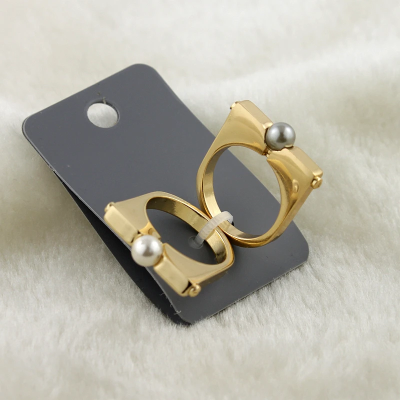 

Minar rings new simple white and gray pearl mixed sets Irregular geometry gold alloy empty ring for women slap-up jewelry fash
