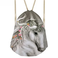ThiKin Crazy Poni 3D Print Men Backpack Small Women Cool Animal Softback Backpacks for Teenage Boys Draw string Bags For Girls