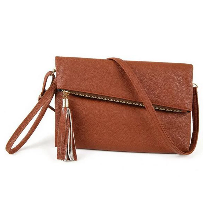 2017 New Fashion Tassel Women PU Leather Crossbody Messenger Bag Small