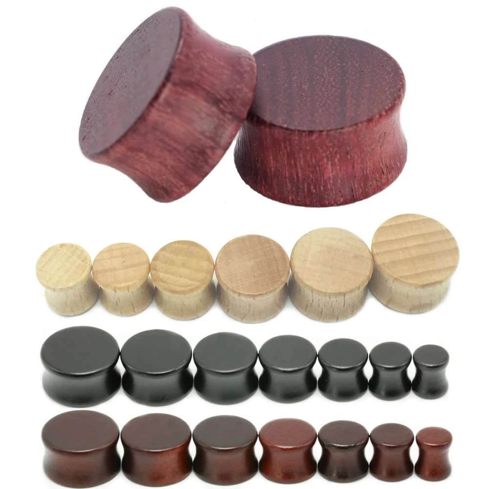 2 stks Hout Pluggen en Tunnels Oor Expander Plug Natuurlijke Houten