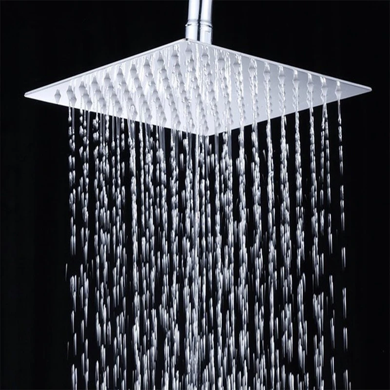

Modern Square Chrome Stainless Steel 8" Rainfall Shower Head Ultrathin Wall Mounted head Showerheads for promotion