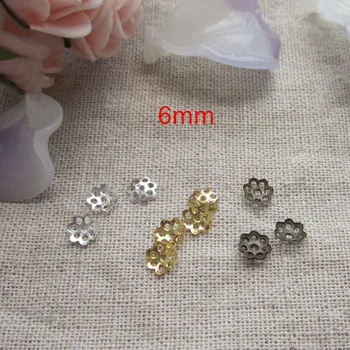 

500 pcs Small Hollow Bead Cap,6mm Metal Alloy Flower Shape Bead Cap For Crafts Making,Gold-color,Silver-color,Bronze,Steel Color