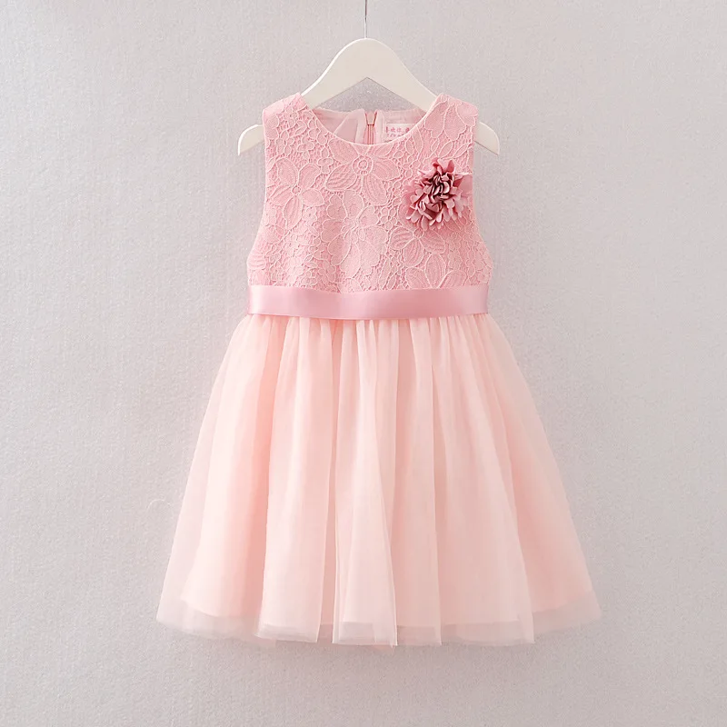 

2-5 years old new gift 2018 summer lace girls sleeveless dress baby girl cotton dress girls party baptism birthday girl dress