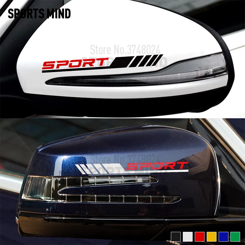 

10 Pairs Car Styling For Mercedes Benz AMG Sport W204 W117 W176 W205 C63 A45 CLA45 C117 Rear View Mirror Vinyl Car Decal Sticker