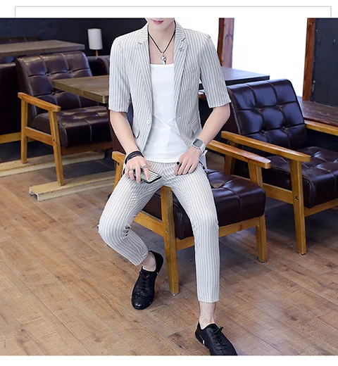 

Summer Suits Men 2019 New Short Sleeve Dress Mens Wedding For White Sprite Groom Suit Slim Fit Clothing Two Piece Set Coat Pants
