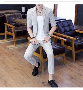 

Summer Suits Men 2019 New Short Sleeve Dress Mens Wedding For White Sprite Groom Suit Slim Fit Clothing Two Piece Set Coat Pants