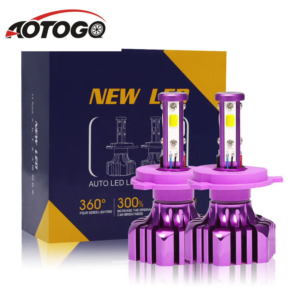 Aotogo 2 шт. 120 Вт 12800lm 4 стороны светодиодный фар Наборы H1 ближнего и дальнего света 6000