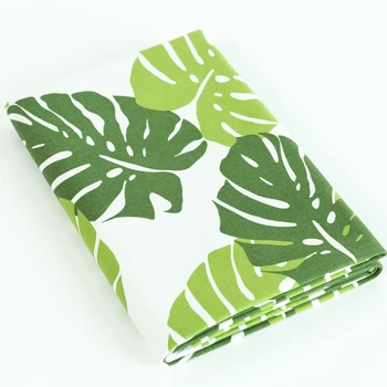 

50*145cm Printed Green Leaf cotton and linen fabric by half meter for DIY sofa curtain tablecloth cotton Cloth Material
