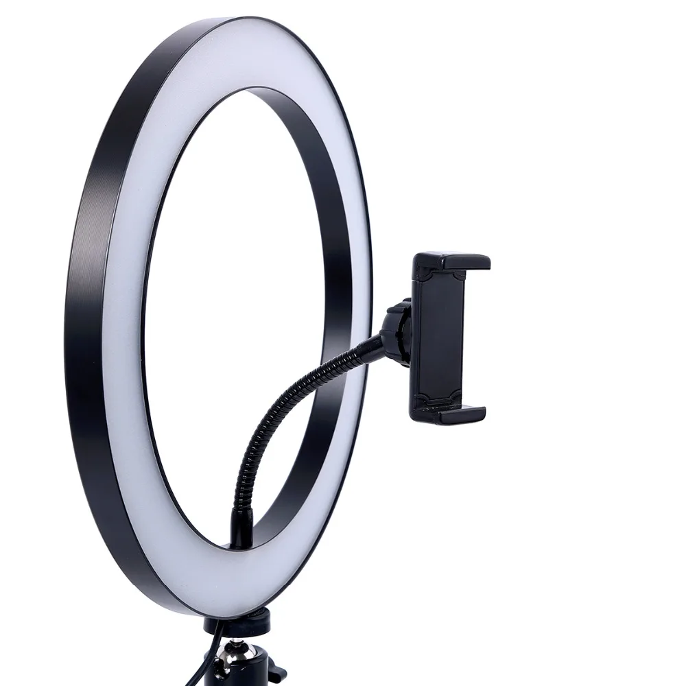 Светодиодная кольцевая лампа для селфи с регулируемой яркостью 26 см, кольцевая лампа для камеры, телефона, 10 дюймов, со настольными штативами для макияжа, видео в живую студию