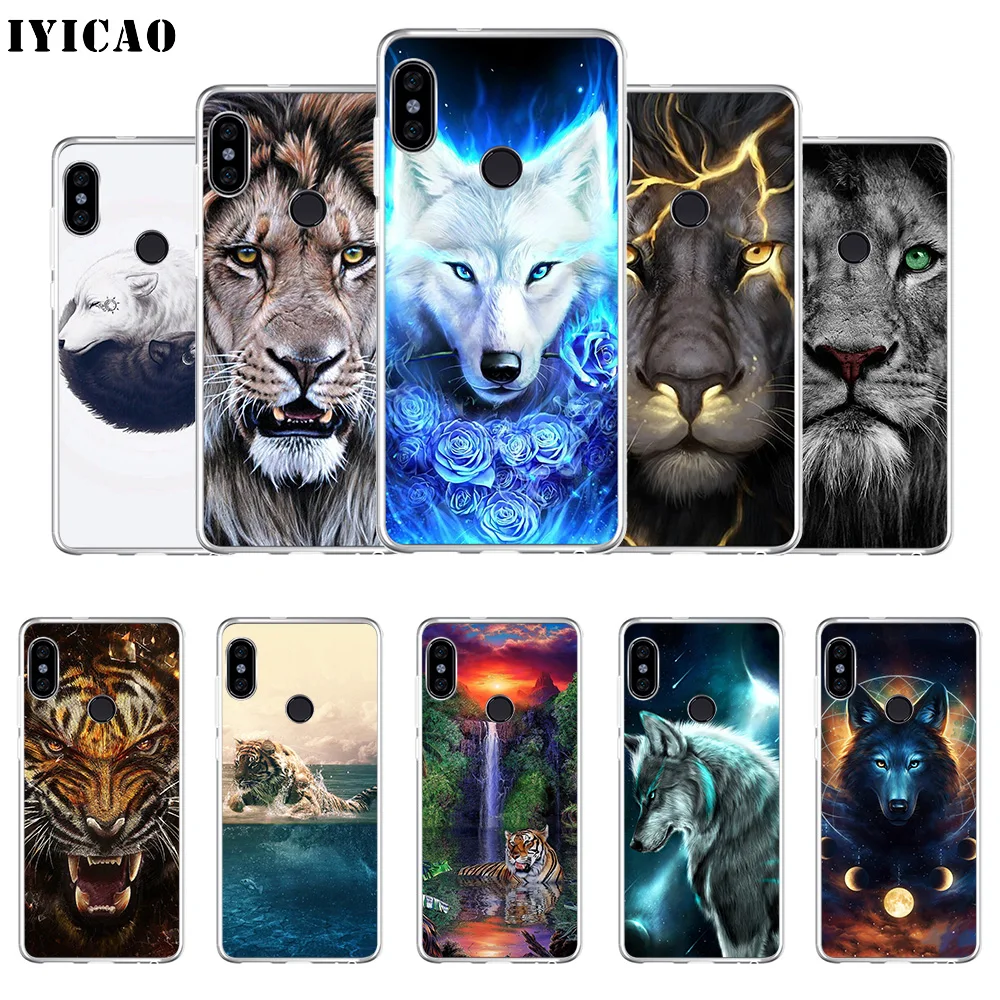 IYICAO Cool Animal Wolf lion tiger Мягкий силиконовый чехол для телефона Xiaomi Redmi 4A 5A 6A Note 7 6 5 Pro Plus