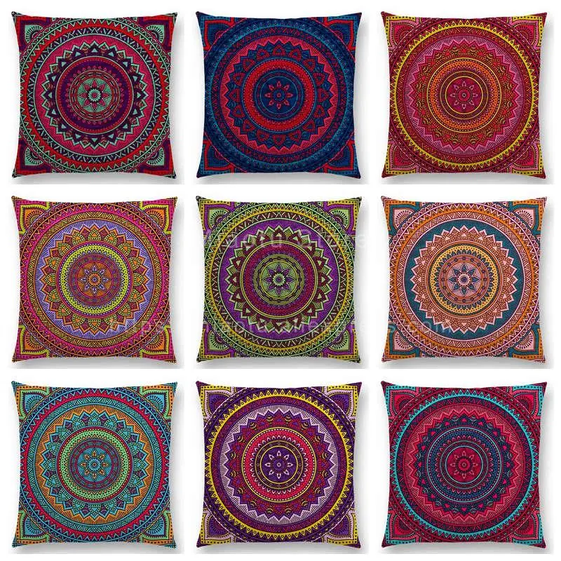 Чехол для подушки в стиле бохо с радужным цветочным узором|cushion cover|cushion cover