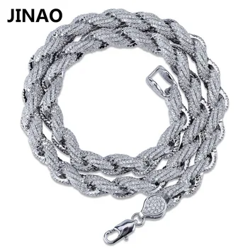 

High Quality Twisted Gold Silver Color Chain Necklaces Personality Hip Hop Iced Out Chian For Men AAA Cubic Zircon Jewelry Gifts