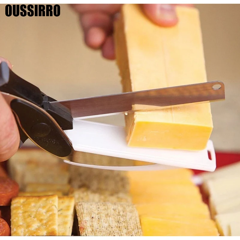 OUSSIRRRO 1 pcs NEW clever cutter smart 2 in 1 utility cutter knife board stainless steel
