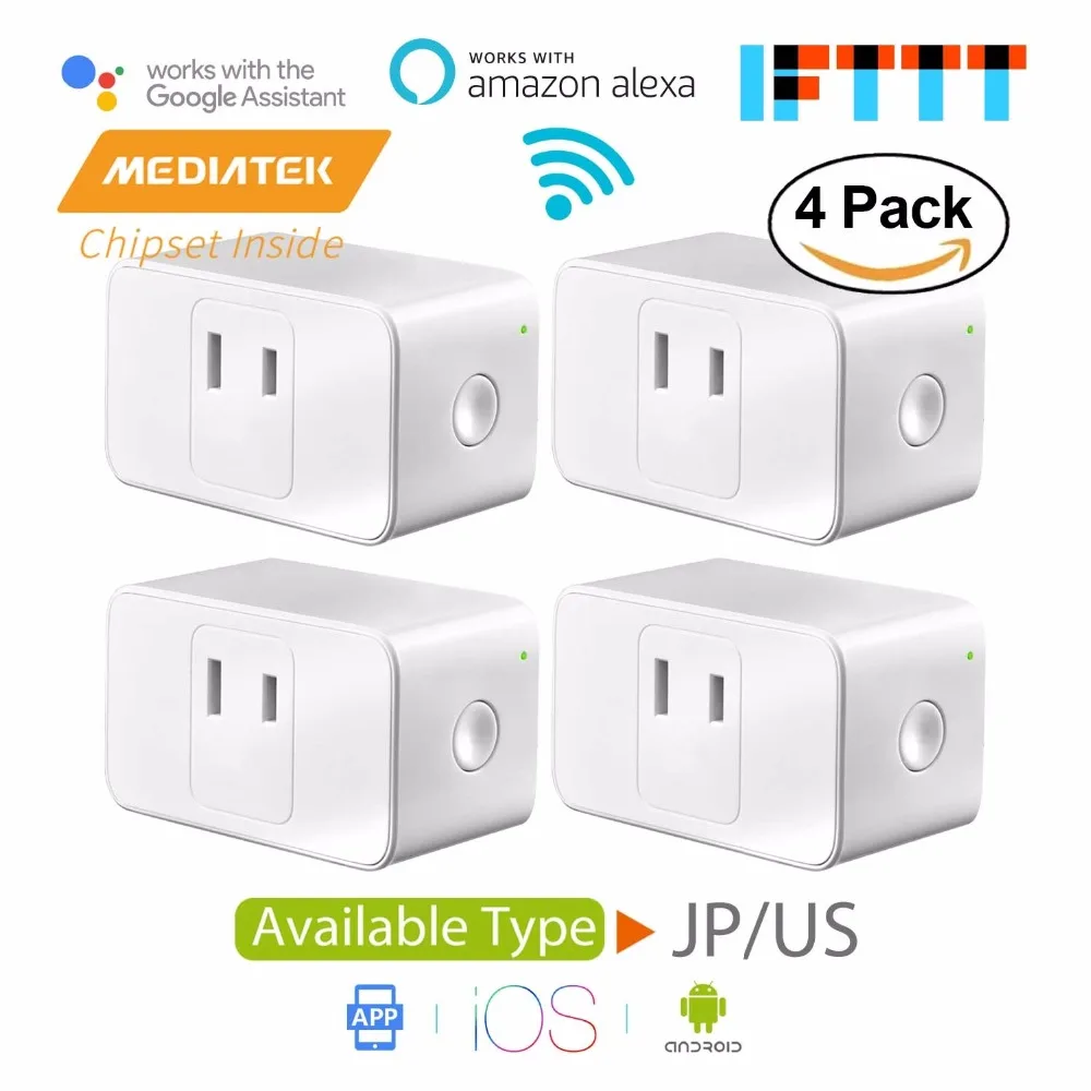 Умная мини вилка Wi Fi поддержка Alexa и Google Assistant IFTTT SmartThing дистанционное управление
