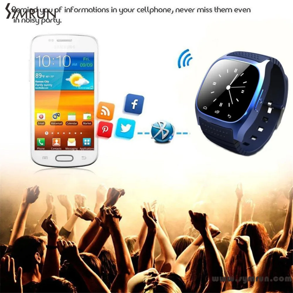 Symrun 2016 Bluetooth font b Smartwatch b font M26 Pedometer Fitness Tracker Waterproof Dial Sms Remind