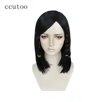 ccutoo Overwatch Pharah Black Short Braid Styled Synthetic Hair Cosplay Full Wigs Heat Resistance Fiber