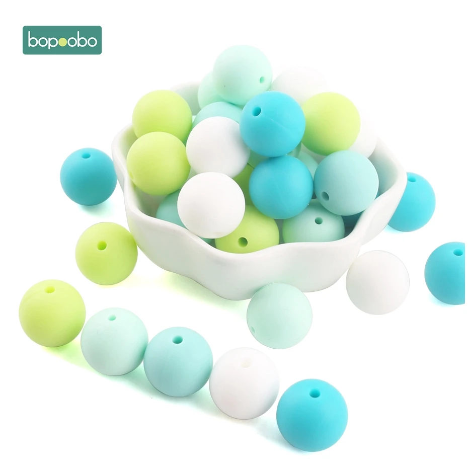Bopoobo 12mm Silicone Beads 9mm 30pc Beads Food Grade Baby Teething DIY Nursing Bracelet Silicone Tiny Rod Baby Teether