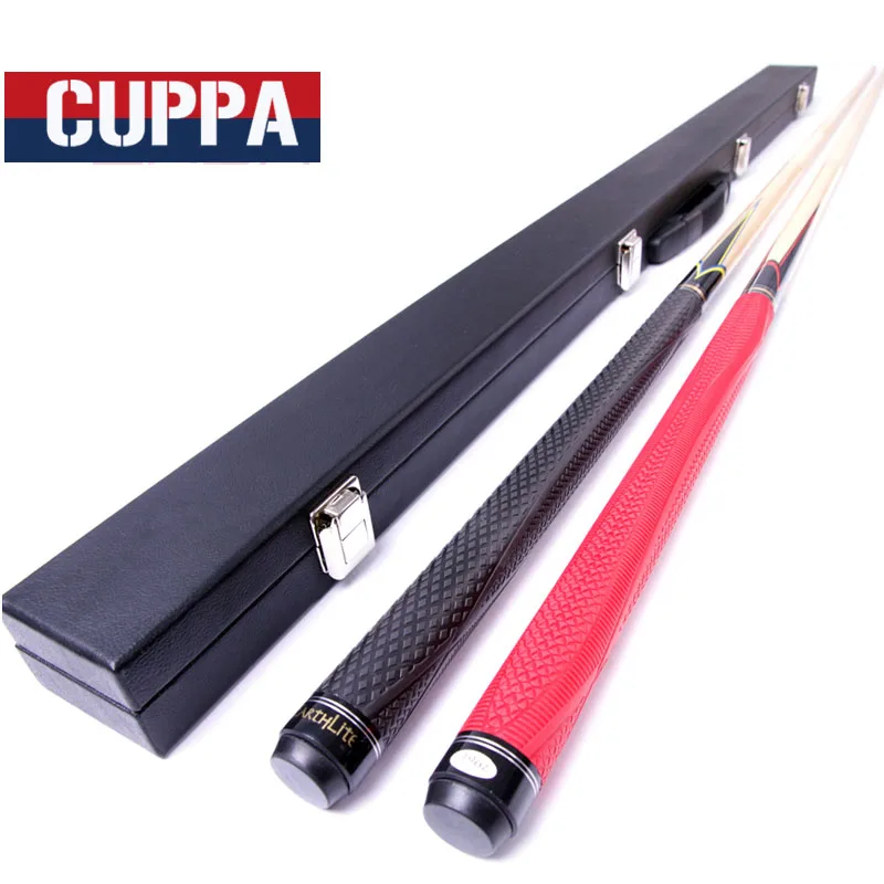 New Cuppa Maple 3/4 Snooker Cues 9.8mm Tip With Snooker Cue Case Set Golf Leather Handle Red Black Color China