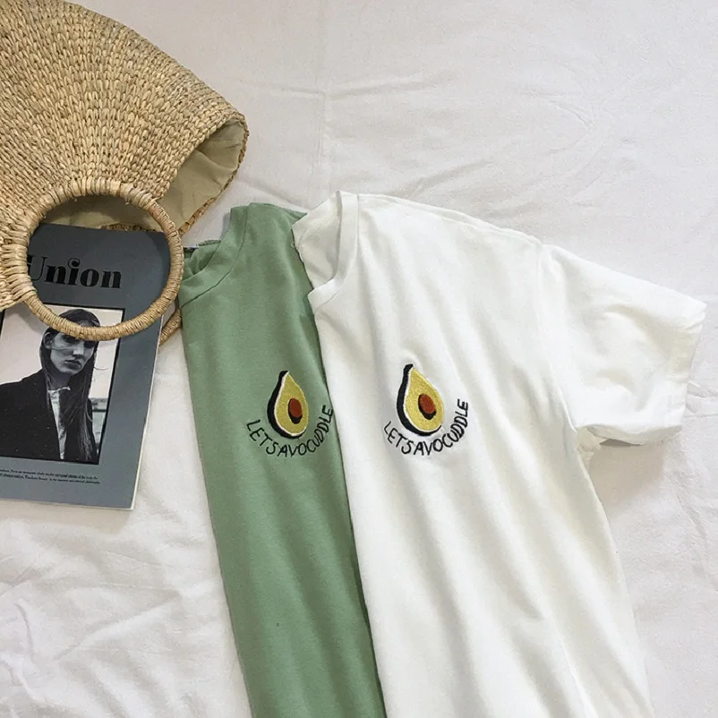 Бесплатная долина Женская Панк Harajuku Винтаж Ulzzang мультфильм авокадо вышивка