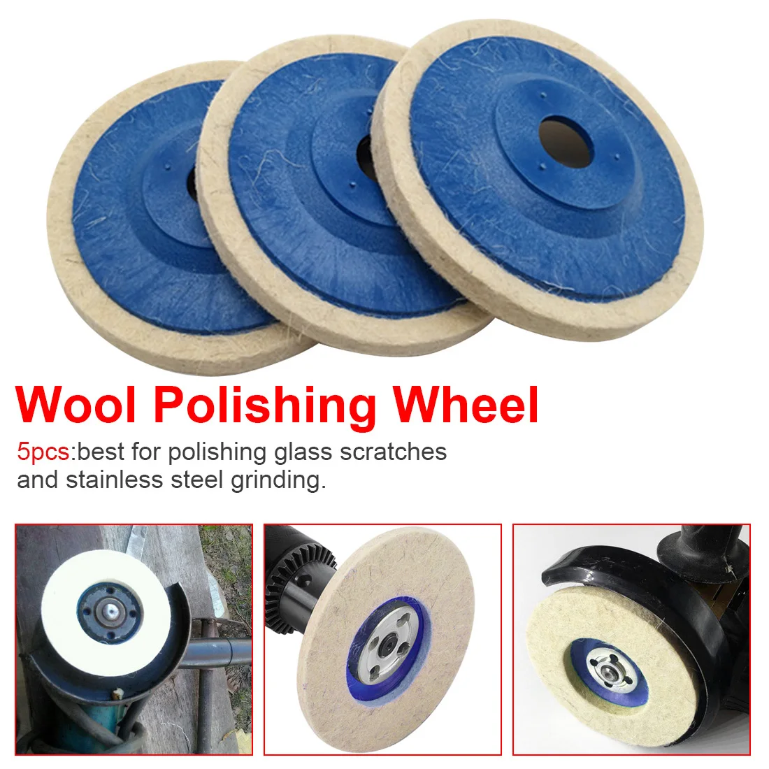 

Wool Polishing Pads Buffing Angle Grinder Wheel Felt Polishing Disc Pad Set Useful Abrasive Tools 5pcs 100mm