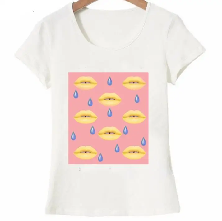 nouveau été mode femmes à manches courtes baiser mes larmes T-Shirt rouge lèvres conception chemises décontracté montre de spo | Женская