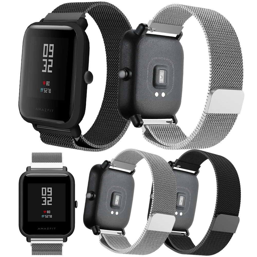 Магнитный ремешок из нержавеющей стали для Xiaomi Huami Amazfit Bip Youth/для Amazfit Pace металлический ремешок для часов Amazfit stratos 2 2S