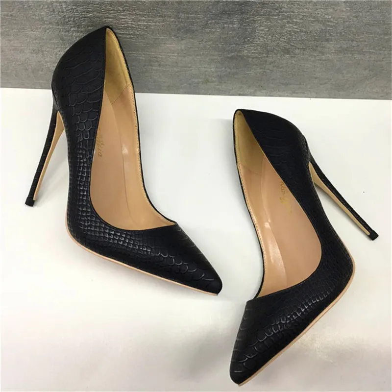 

Free shipping fashion women pumps Casual Black snake python printed pointed toe high heels shoes 12cm 10cm 8cm Stiletto heeled