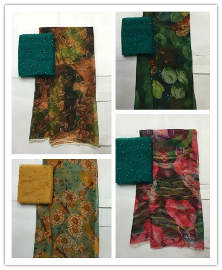 

5+2yards Digital printed pure silk chiffon fabric soft transparent tulle fabric thin beach dress pure silk fabric FWD05