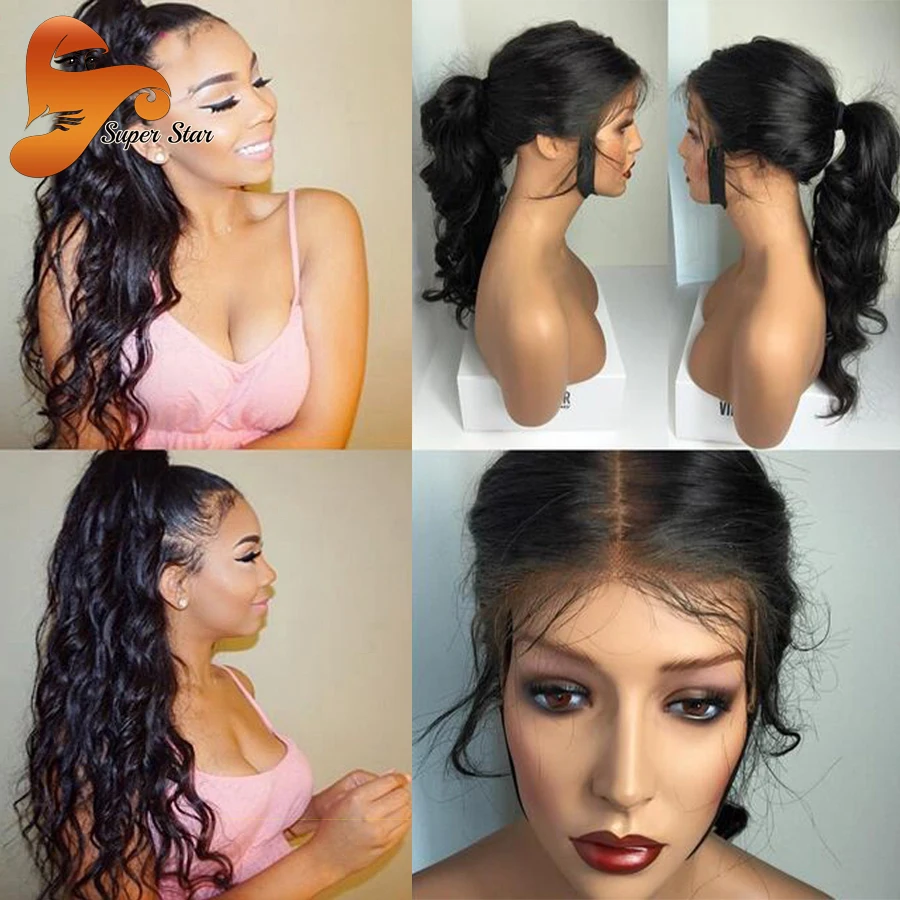 

Wet Wavy Glueless Full Lace Human Hair Wigs For Black Women Ponytail Lace Front Wig Brazilian Virgin Hair Full Lace Frontal Wig