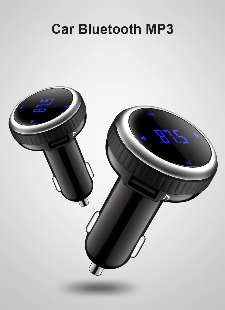 Cunymagos Wireless Car Bluetooth MP3 Music Player FM Transmitter Support TF Card Dual USB Car-charger Bluetooth Car Kit FM Modulator  (2)