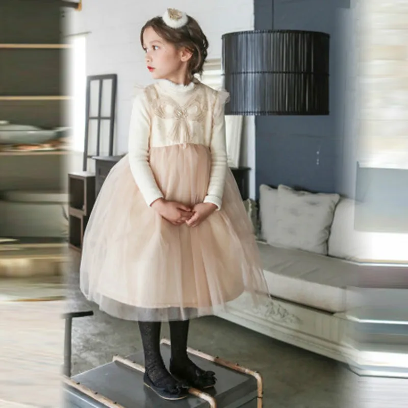 

New Year Winter 2018 New Lace Girl Dresses Princess Dress Thick Party Kids Lace TuTu Dress Girl Clothes Children Clothing CC604