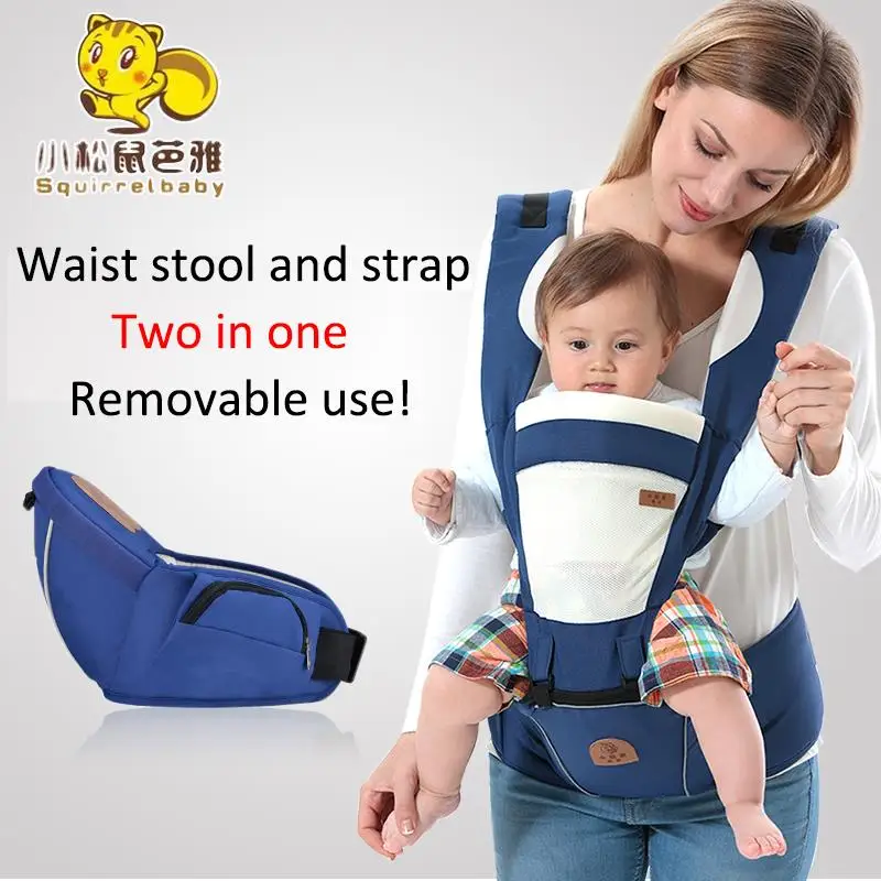 Multifunction Outdoor Kangaroo Baby Carrier Backpack 3-48 Months Baby Four Seasons Breathable Hooded Cotton Hipseat Sling Wrap
