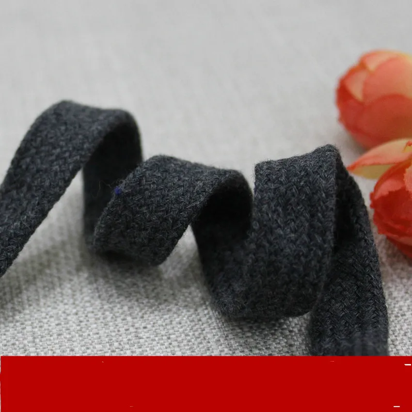 11 мм темно-серый полиэстер хлопок все хлопок Порошковая плоская веревка, шнур для шляпы, полый плетеный тканевый шнурок, ленточная тесьма